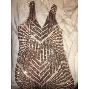 Gold sequin prom dress